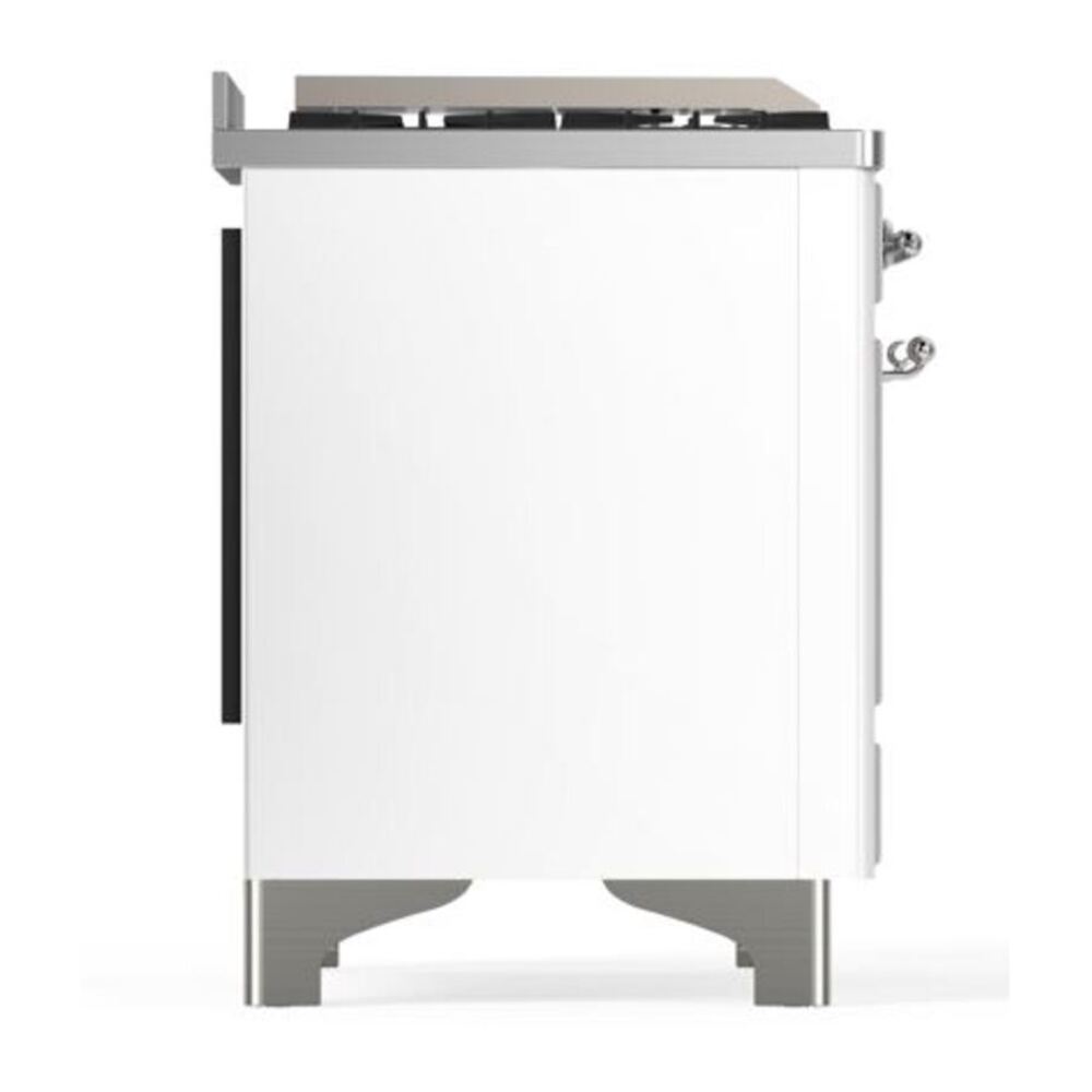 ILVE Majestic II 40 inch Solid Door Natural Gas Dual Fuel Range Chrome White