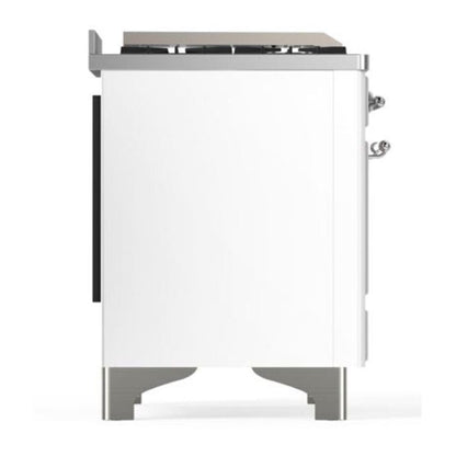 ILVE Majestic II 40 inch Solid Door Natural Gas Dual Fuel Range Chrome White