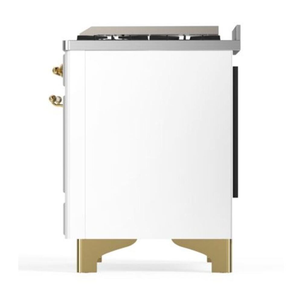 ILVE Majestic II 40 inch Solid Door Natural Gas Dual Fuel Range Brass White