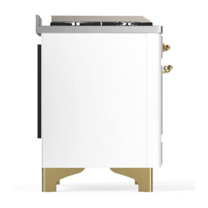 ILVE Majestic II 40 inch Solid Door Natural Gas Dual Fuel Range Brass White
