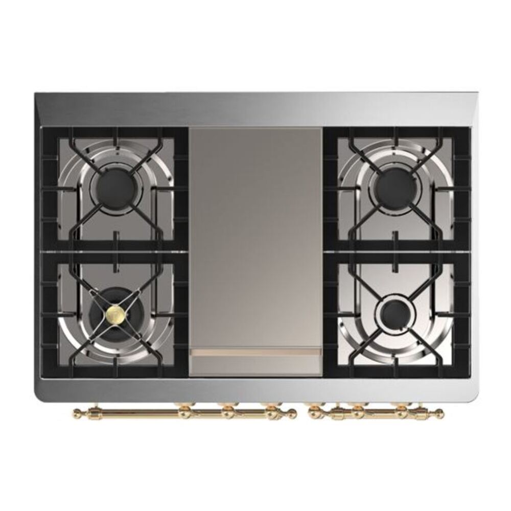 ILVE Majestic II 40 inch Solid Door Natural Gas Dual Fuel Range Brass White