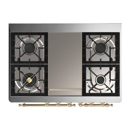 ILVE Majestic II 40 inch Solid Door Natural Gas Dual Fuel Range Brass White