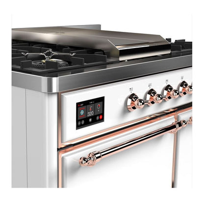 ILVE Majestic II 40 inch Solid Door Natural Gas Dual Fuel Range Copper White