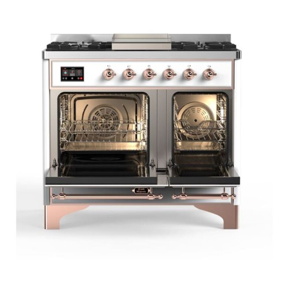 ILVE Majestic II 40 inch Solid Door Natural Gas Dual Fuel Range Copper White