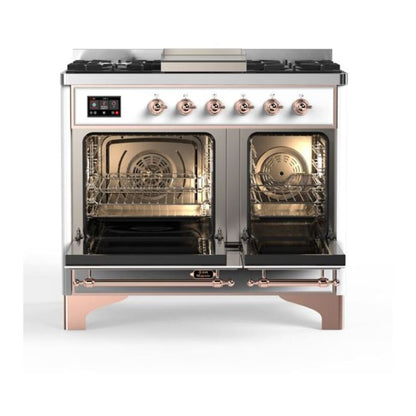 ILVE Majestic II 40 inch Solid Door Natural Gas Dual Fuel Range Copper White