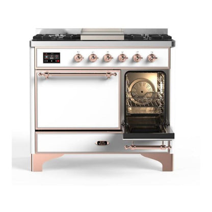 ILVE Majestic II 40 inch Solid Door Natural Gas Dual Fuel Range Copper White
