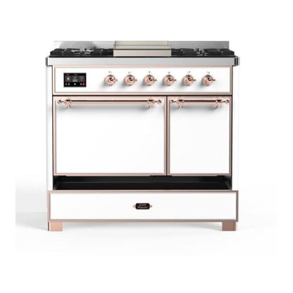 ILVE Majestic II 40 inch Solid Door Natural Gas Dual Fuel Range Copper White