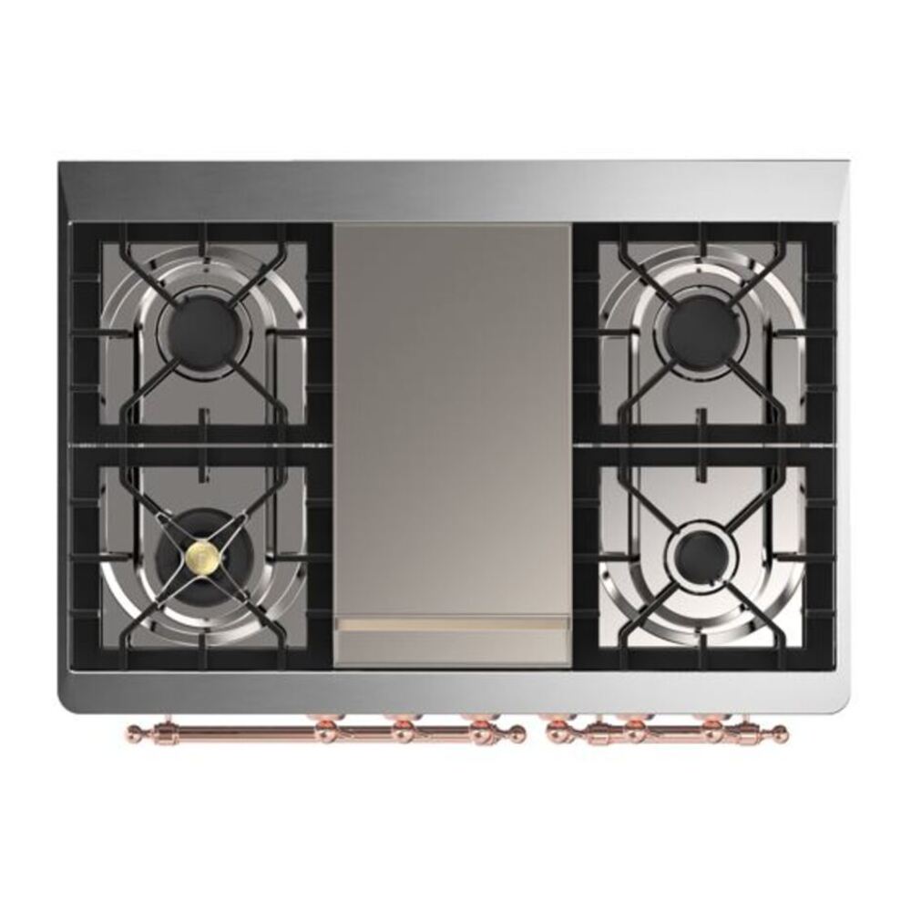 ILVE Majestic II 40 inch Solid Door Natural Gas Dual Fuel Range Copper White