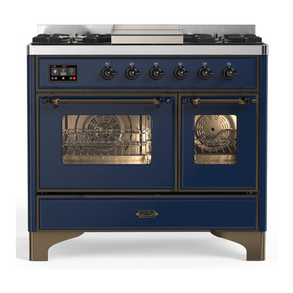 ILVE Majestic III 40" Midnight Blue Dual Fuel Range with 6 Burners and Griddle Triple Glass Door Liquid Propane