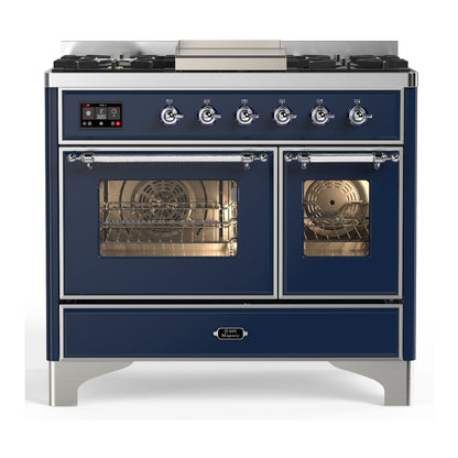 ILVE Majestic III 40" Midnight Blue Dual Fuel Range with 6 Burners and Griddle Triple Glass Door Liquid Propane