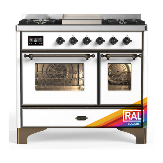 ILVE Majestic III 40" RAL Dual Fuel Range with 6 Burners and Griddle Triple Glass Door Liquid Propane