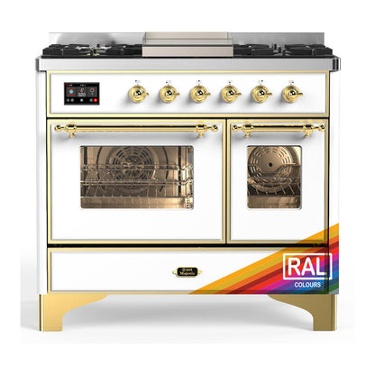 ILVE Majestic III 40" RAL Dual Fuel Range with 6 Burners and Griddle Triple Glass Door Natural Gas