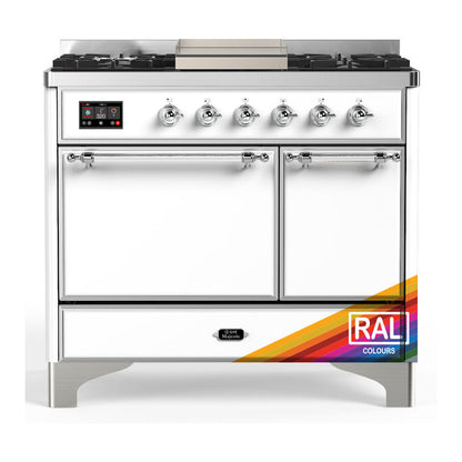 ILVE Majestic III 40" RAL Dual Fuel Range with 6 Burners and Griddle Solid Door Liquid Propane