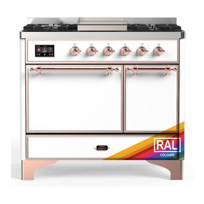 ILVE Majestic III 40" RAL Dual Fuel Range with 6 Burners and Griddle Solid Door Liquid Propane
