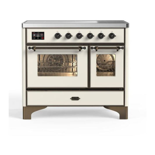 ILVE Majestic II 40" Antique White Induction Range with 6 Elements Triple Glass Door