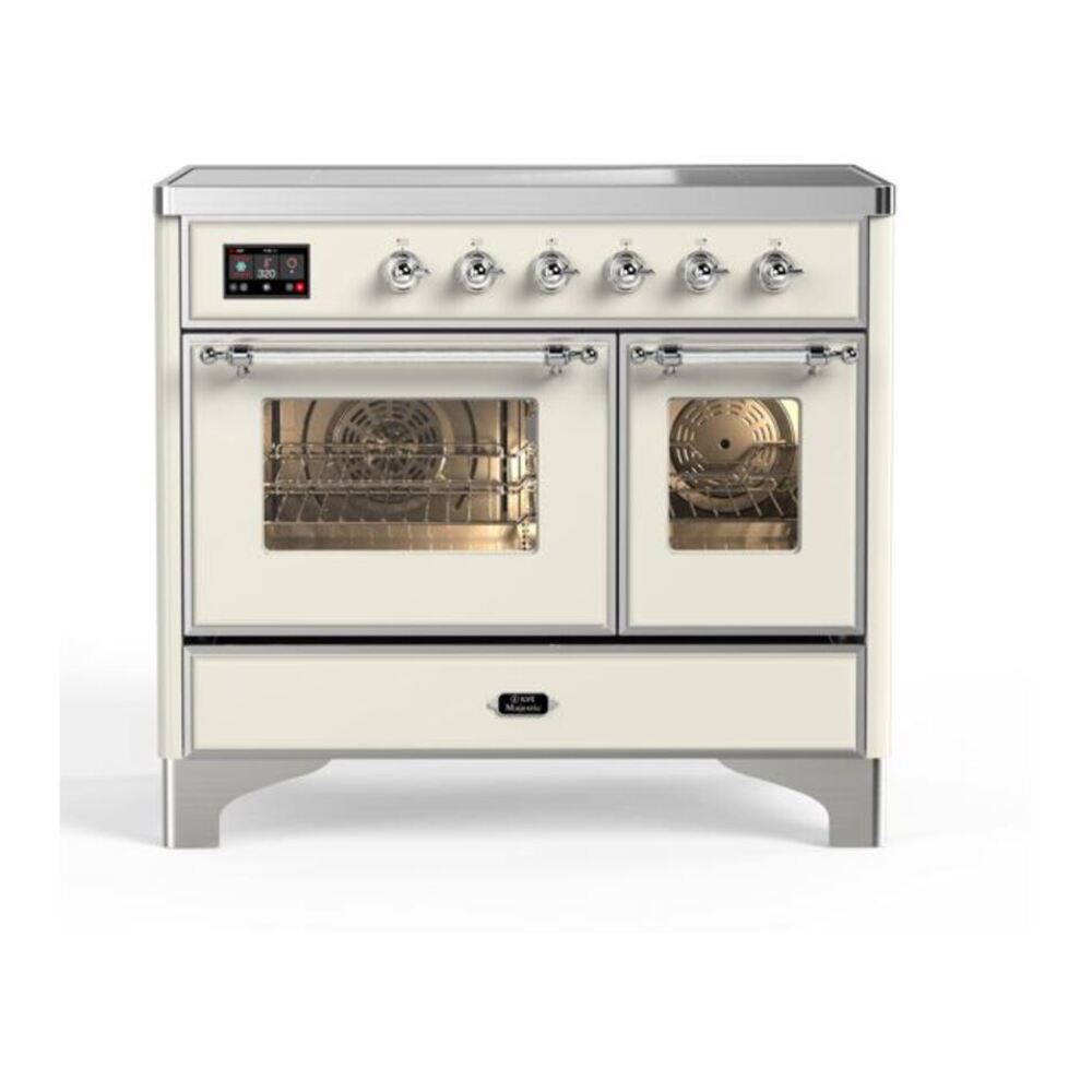 ILVE Majestic II 40 inch Triple Glass Door Induction Range Chrome Antique White