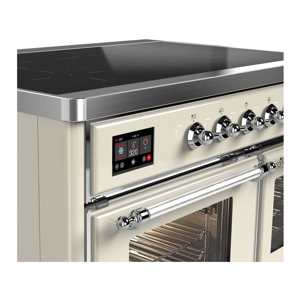 ILVE Majestic II 40 inch Triple Glass Door Induction Range Chrome Antique White