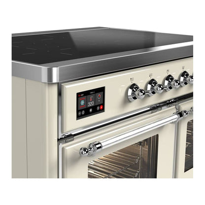 ILVE Majestic II 40 inch Triple Glass Door Induction Range Chrome Antique White