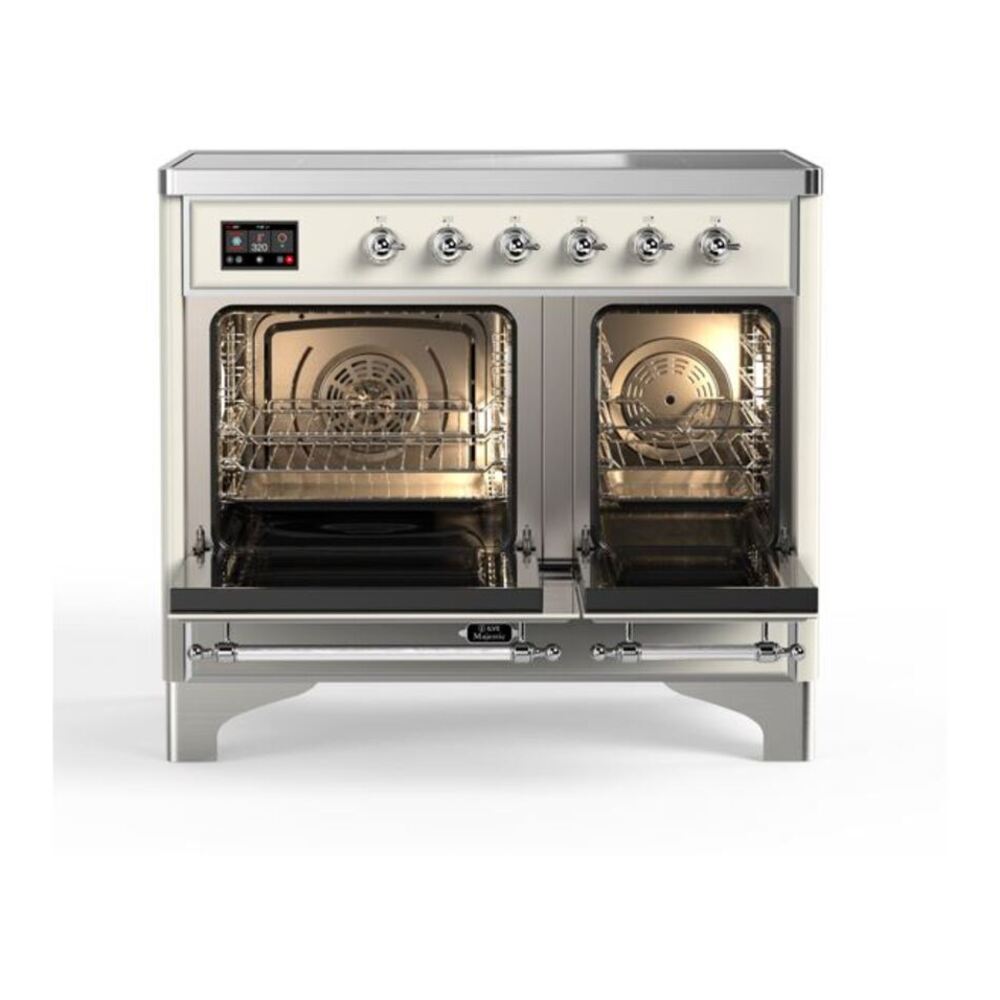 ILVE Majestic II 40 inch Triple Glass Door Induction Range Chrome Antique White