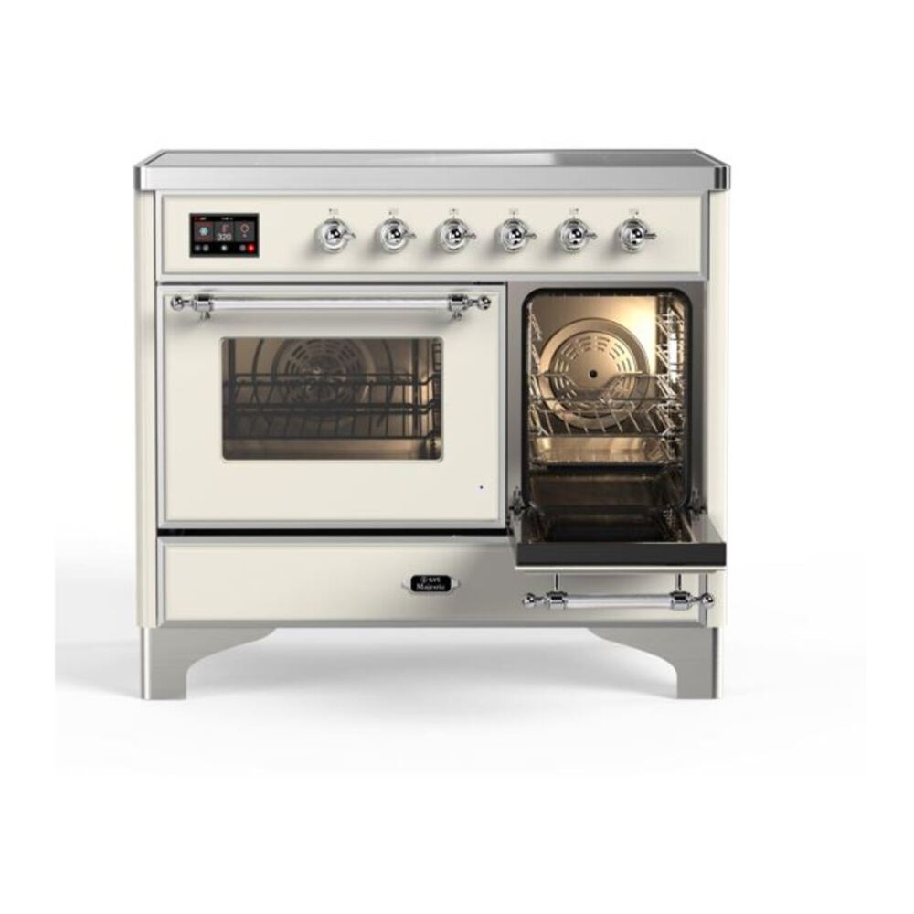 ILVE Majestic II 40 inch Triple Glass Door Induction Range Chrome Antique White