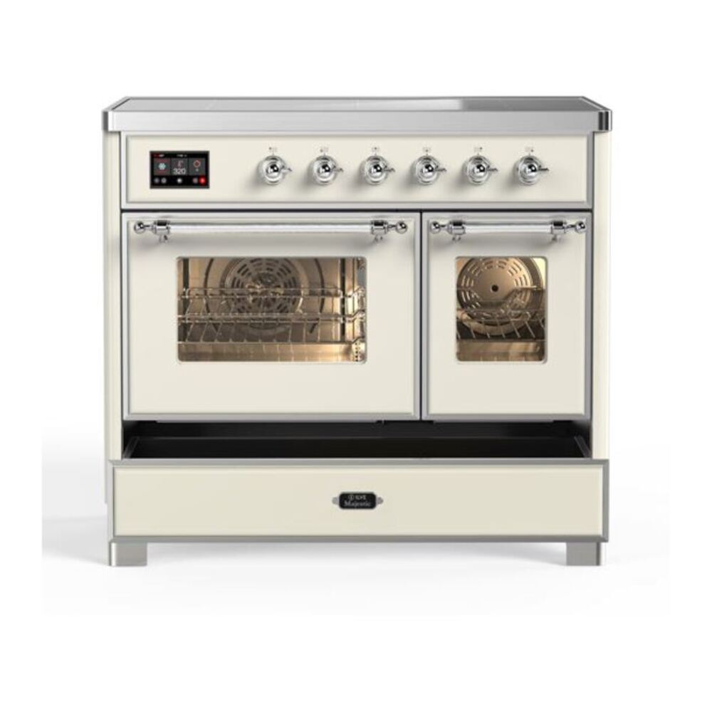 ILVE Majestic II 40 inch Triple Glass Door Induction Range Chrome Antique White