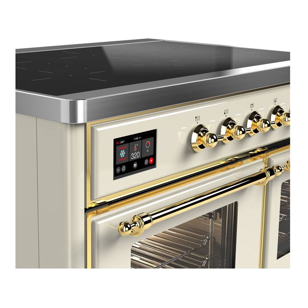 ILVE Majestic II 40 inch Triple Glass Door Induction Range Brass Antique White