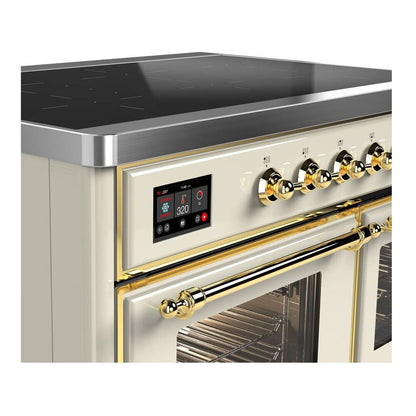 ILVE Majestic II 40 inch Triple Glass Door Induction Range Brass Antique White