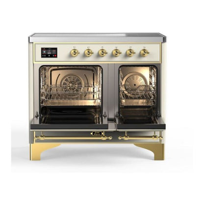 ILVE Majestic II 40 inch Triple Glass Door Induction Range Brass Antique White
