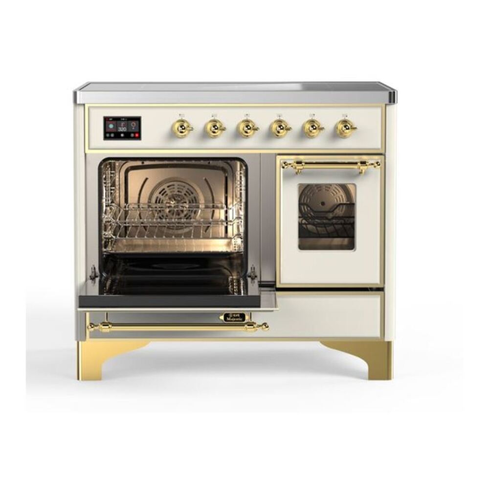 ILVE Majestic II 40 inch Triple Glass Door Induction Range Brass Antique White