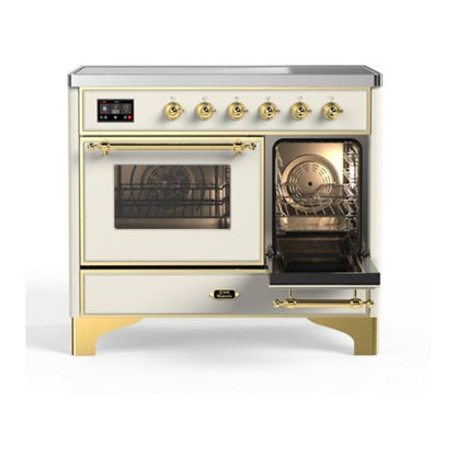 ILVE Majestic II 40 inch Triple Glass Door Induction Range Brass Antique White