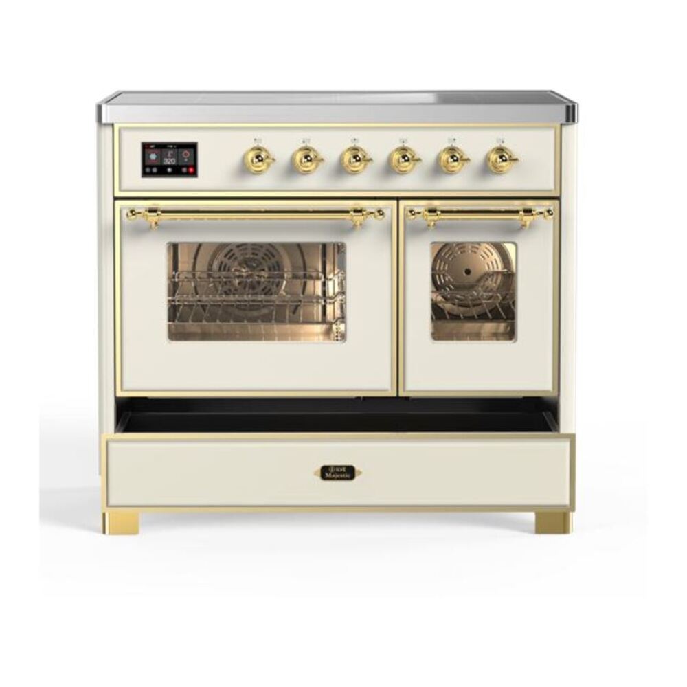 ILVE Majestic II 40 inch Triple Glass Door Induction Range Brass Antique White