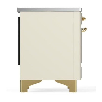 ILVE Majestic II 40 inch Triple Glass Door Induction Range Brass Antique White
