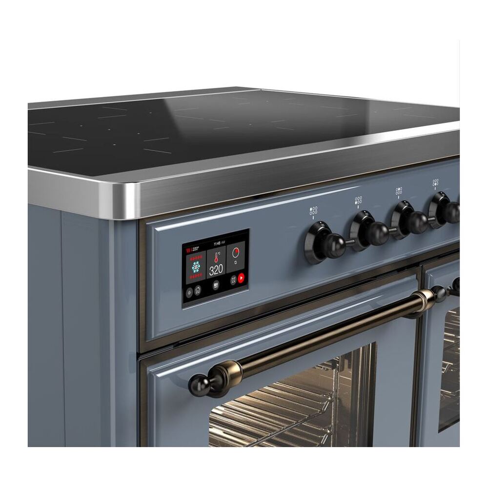 ILVE Majestic II 40 inch Triple Glass Door Induction Range Burnished Blue Grey