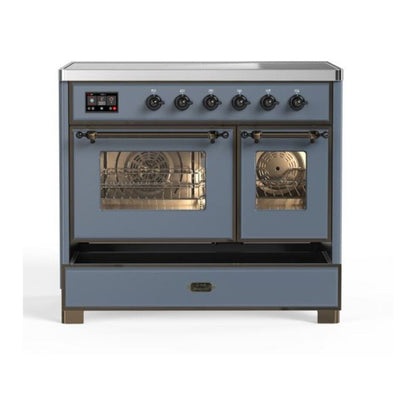 ILVE Majestic II 40 inch Triple Glass Door Induction Range Burnished Blue Grey