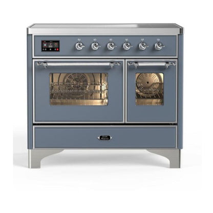 ILVE Majestic II 40 inch Triple Glass Door Induction Range Chrome Blue Grey
