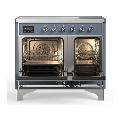 ILVE Majestic II 40 inch Triple Glass Door Induction Range Chrome Blue Grey