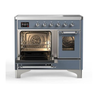 ILVE Majestic II 40 inch Triple Glass Door Induction Range Chrome Blue Grey