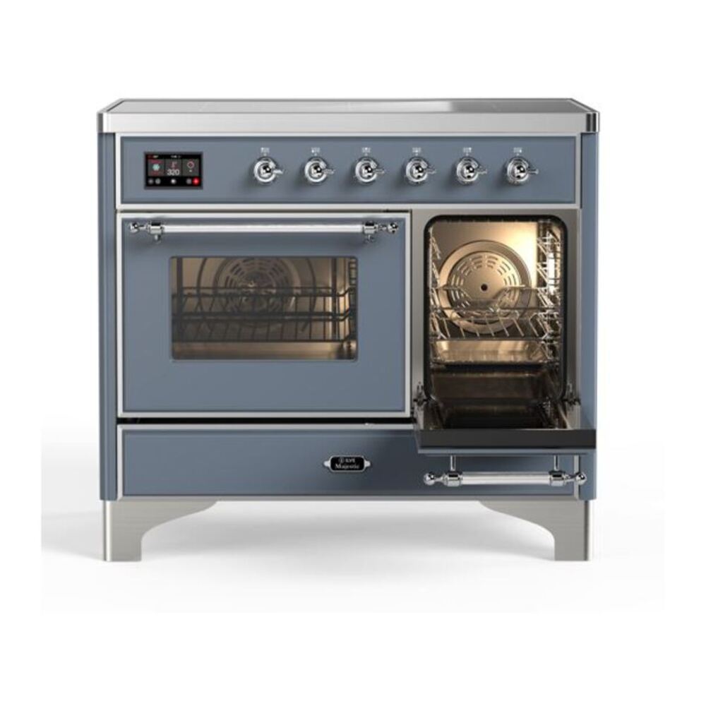 ILVE Majestic II 40 inch Triple Glass Door Induction Range Chrome Blue Grey
