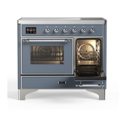 ILVE Majestic II 40 inch Triple Glass Door Induction Range Chrome Blue Grey
