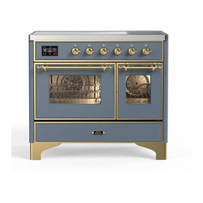 ILVE Majestic II 40 inch Triple Glass Door Induction Range Brass Blue Grey