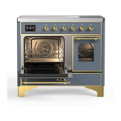 ILVE Majestic II 40 inch Triple Glass Door Induction Range Brass Blue Grey