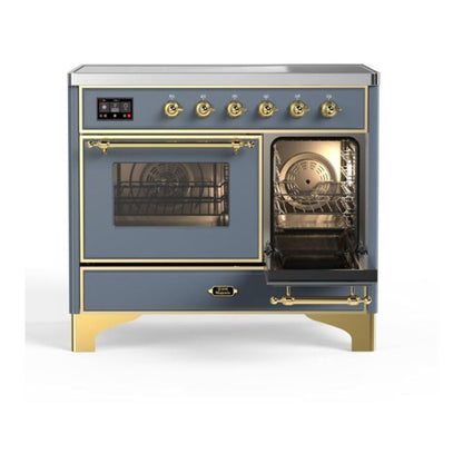 ILVE Majestic II 40 inch Triple Glass Door Induction Range Brass Blue Grey
