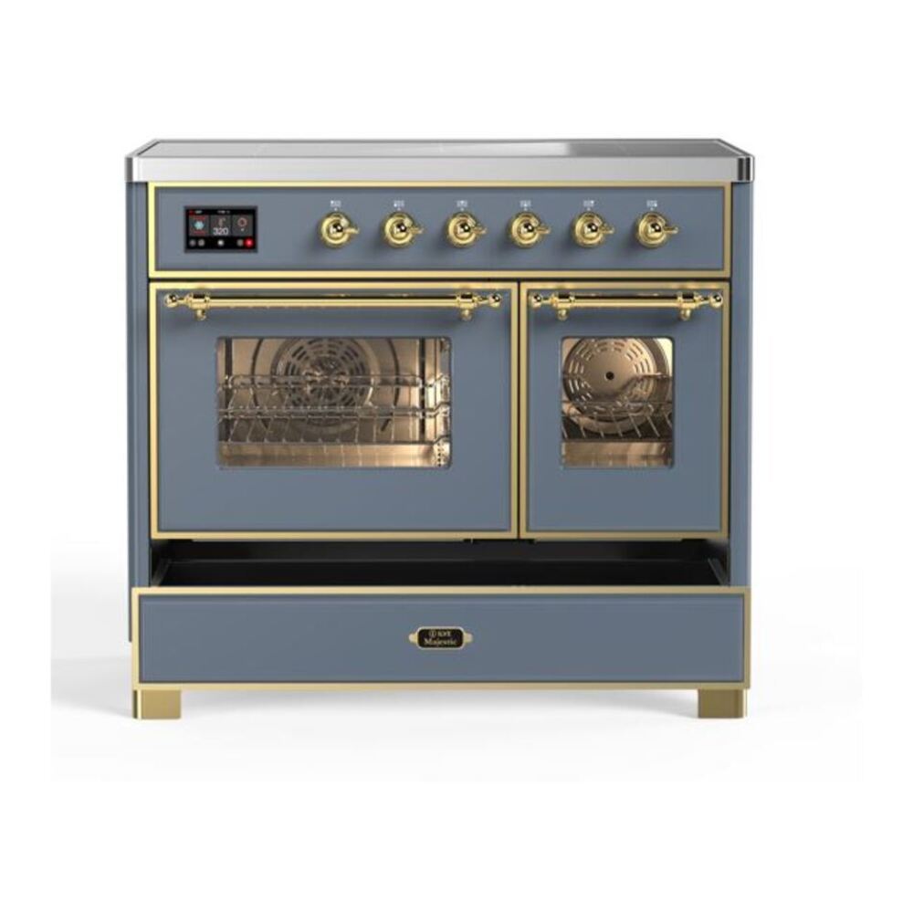 ILVE Majestic II 40 inch Triple Glass Door Induction Range Brass Blue Grey