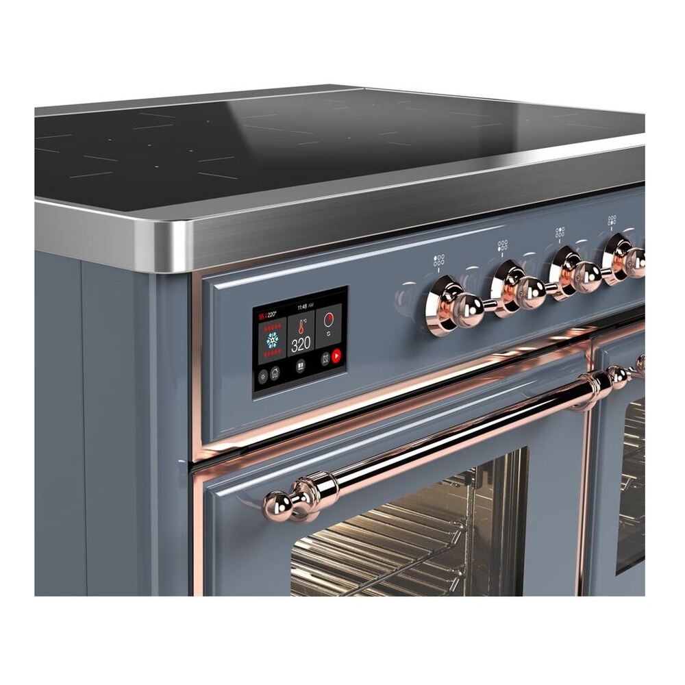 ILVE Majestic II 40 inch Triple Glass Door Induction Range Copper Blue Grey