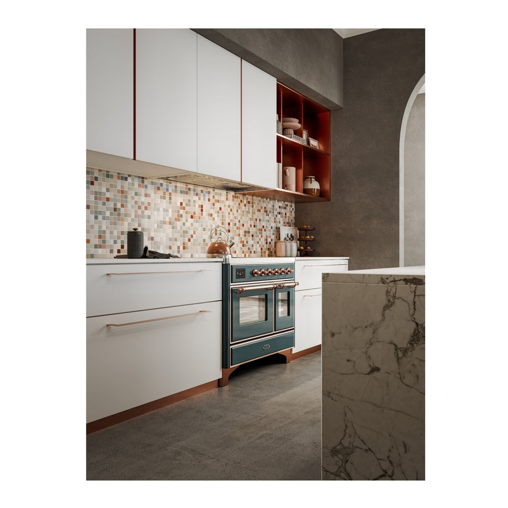 ILVE Majestic II 40 inch Triple Glass Door Induction Range Copper Blue Grey