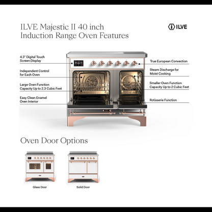 ILVE Majestic II 40 inch Triple Glass Door Induction Range Copper Blue Grey