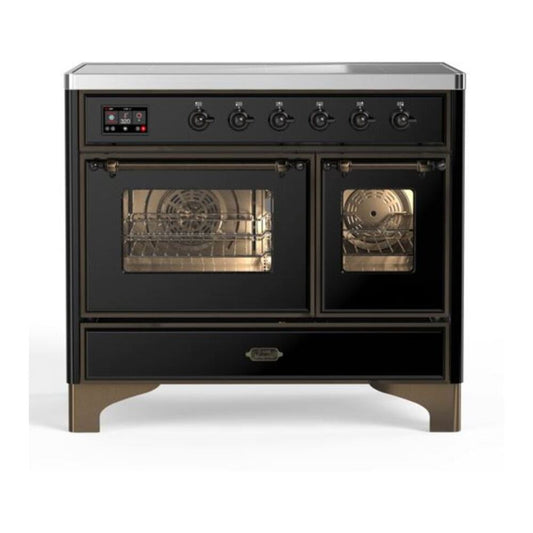 ILVE Majestic II 40" Glossy Black Induction Range with 6 Elements Triple Glass Door
