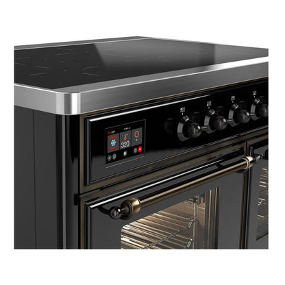 ILVE Majestic II 40 inch Triple Glass Door Induction Range Burnished Glossy Black
