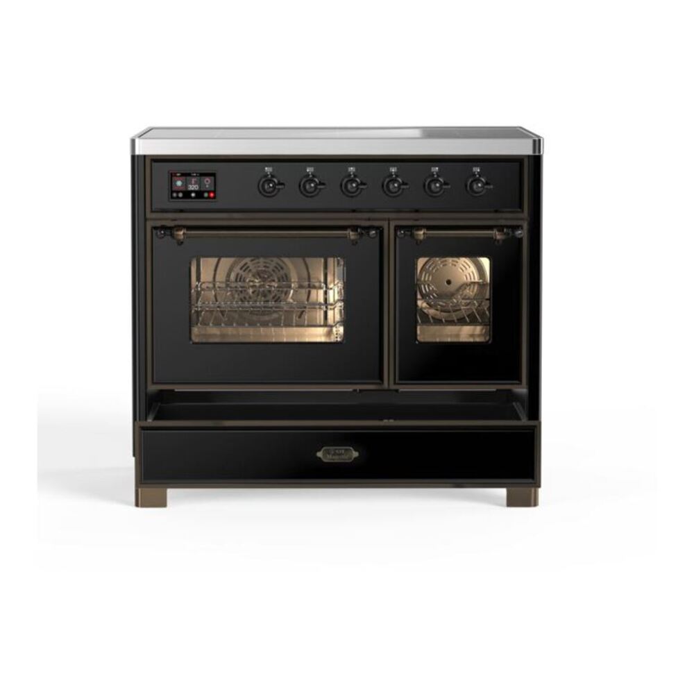 ILVE Majestic II 40 inch Triple Glass Door Induction Range Burnished Glossy Black