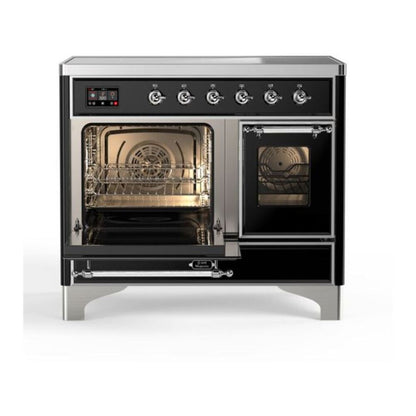 ILVE Majestic II 40 inch Triple Glass Door Induction Range Chrome Glossy Black